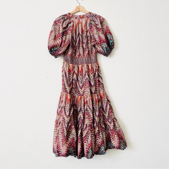 Anthropologie Conditions Apply SIZE 6 puff sleeve tiered midi dress - Picture 5 of 6